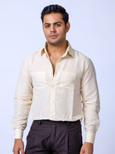 Pure Linen Cream Slim Formal Shirt