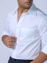 Solid White Cotton Men Slim Fit Shirt
