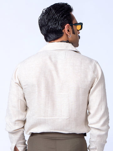 Premium Solid Beige Linen Shirt for Men