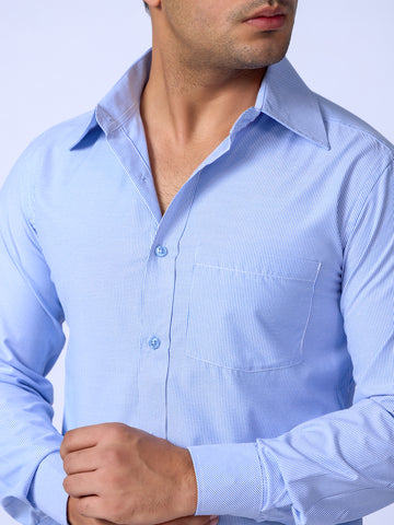 Blue Slim Fit Cotton Formal Shirt
