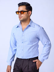 Blue Slim Fit Cotton Formal Shirt