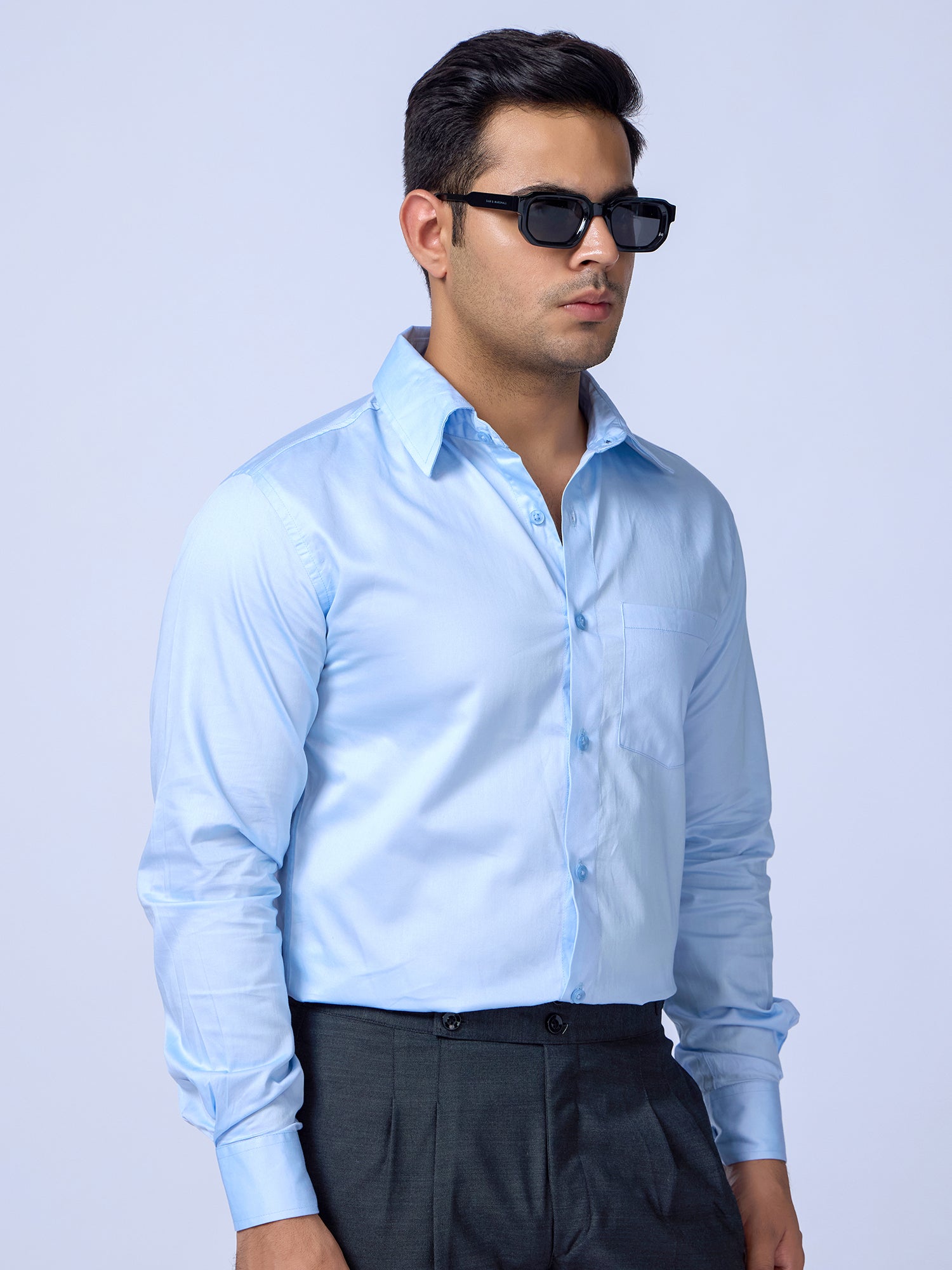 Blue Slim Fit Cotton Men Shirt