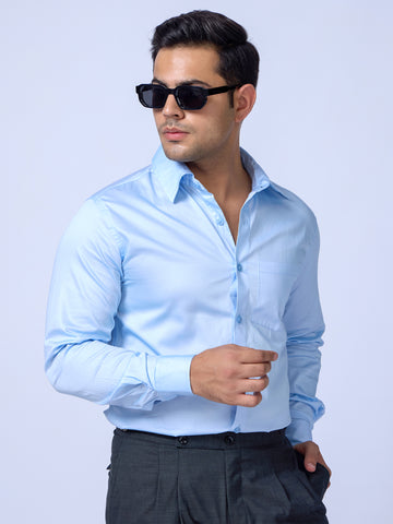 Blue Slim Fit Cotton Men Shirt