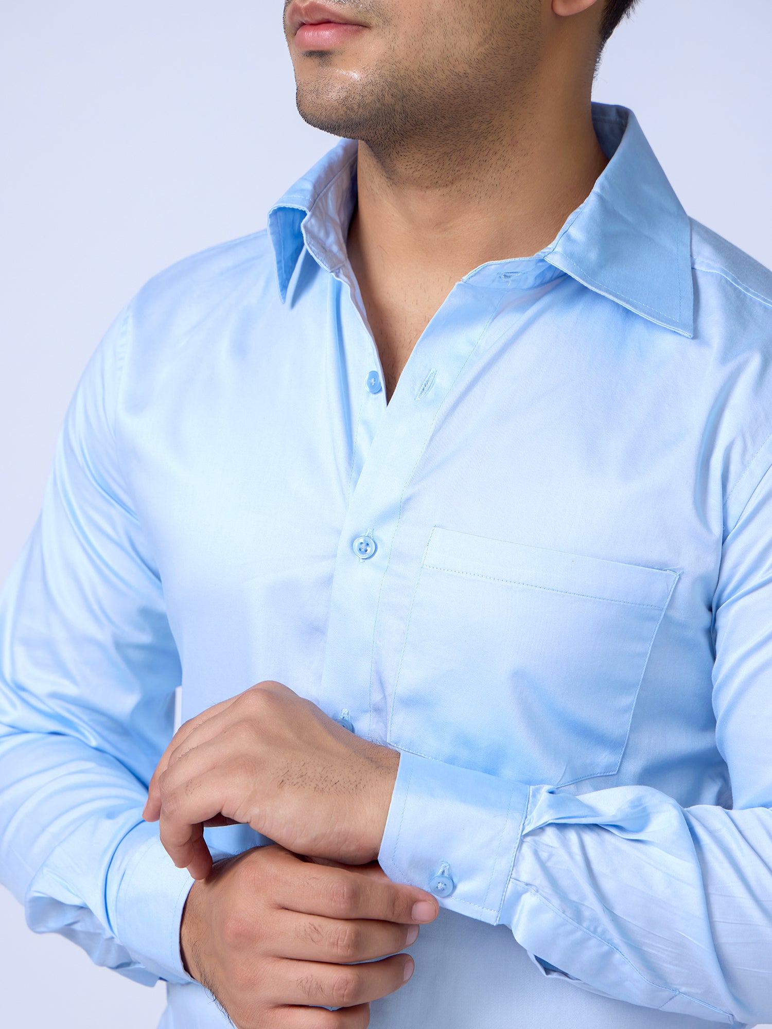 Blue Slim Fit Cotton Men Shirt
