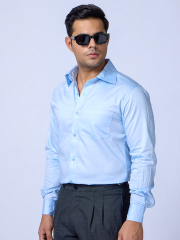 Blue Slim Fit Cotton Men Shirt