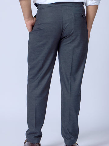 Modern Men Grey Cotton Pleated Trousers