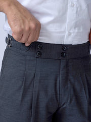 Modern Men Grey Cotton Pleated Trousers
