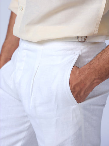 Breezy White Linen Trousers For Men