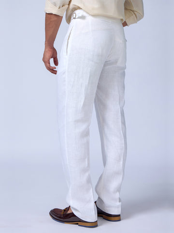 Breezy White Linen Trousers For Men