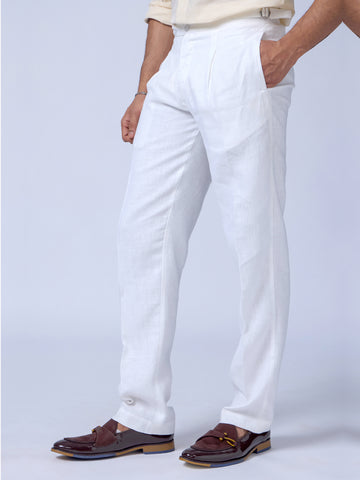 Breezy White Linen Trousers For Men