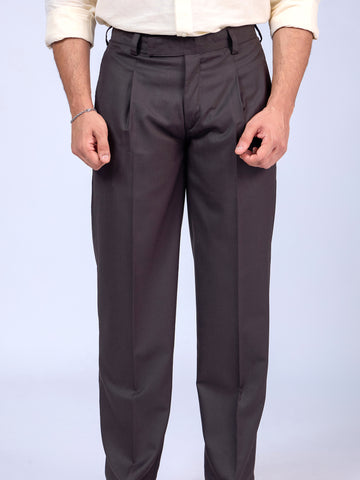 Coffee Brown Men Slim Fit Trousers In Cotton
