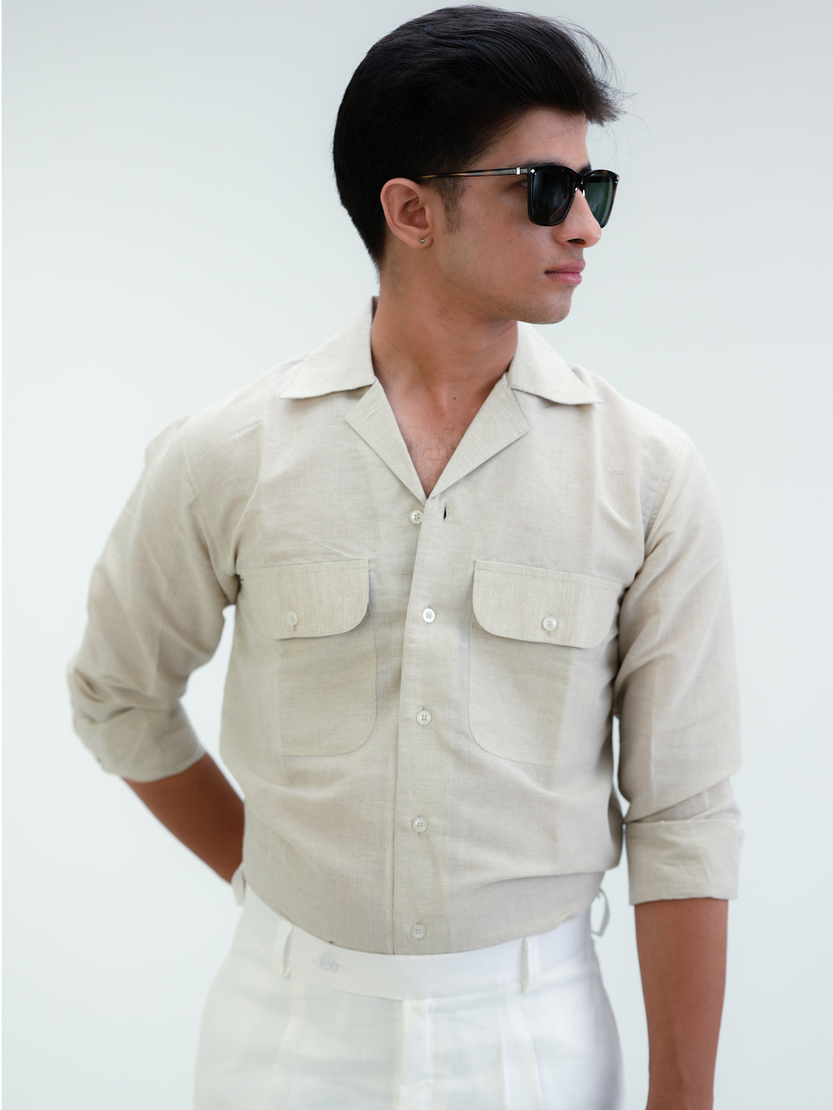 Beige Twin Pocket Shirt for Men