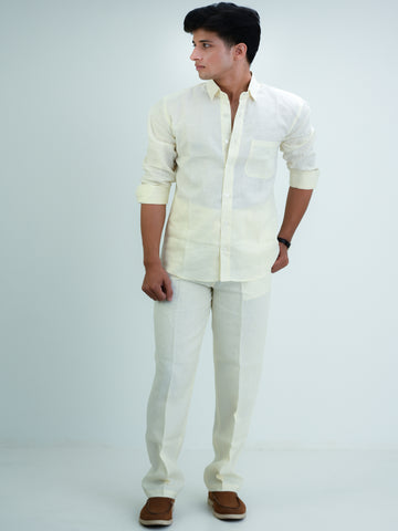 Men's Cream Linen Blend Co-Ord Set