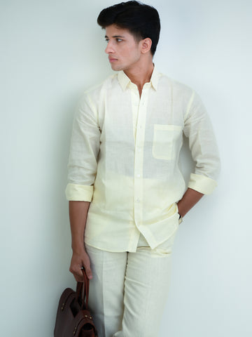 Men's Cream Linen Blend Co-Ord Set