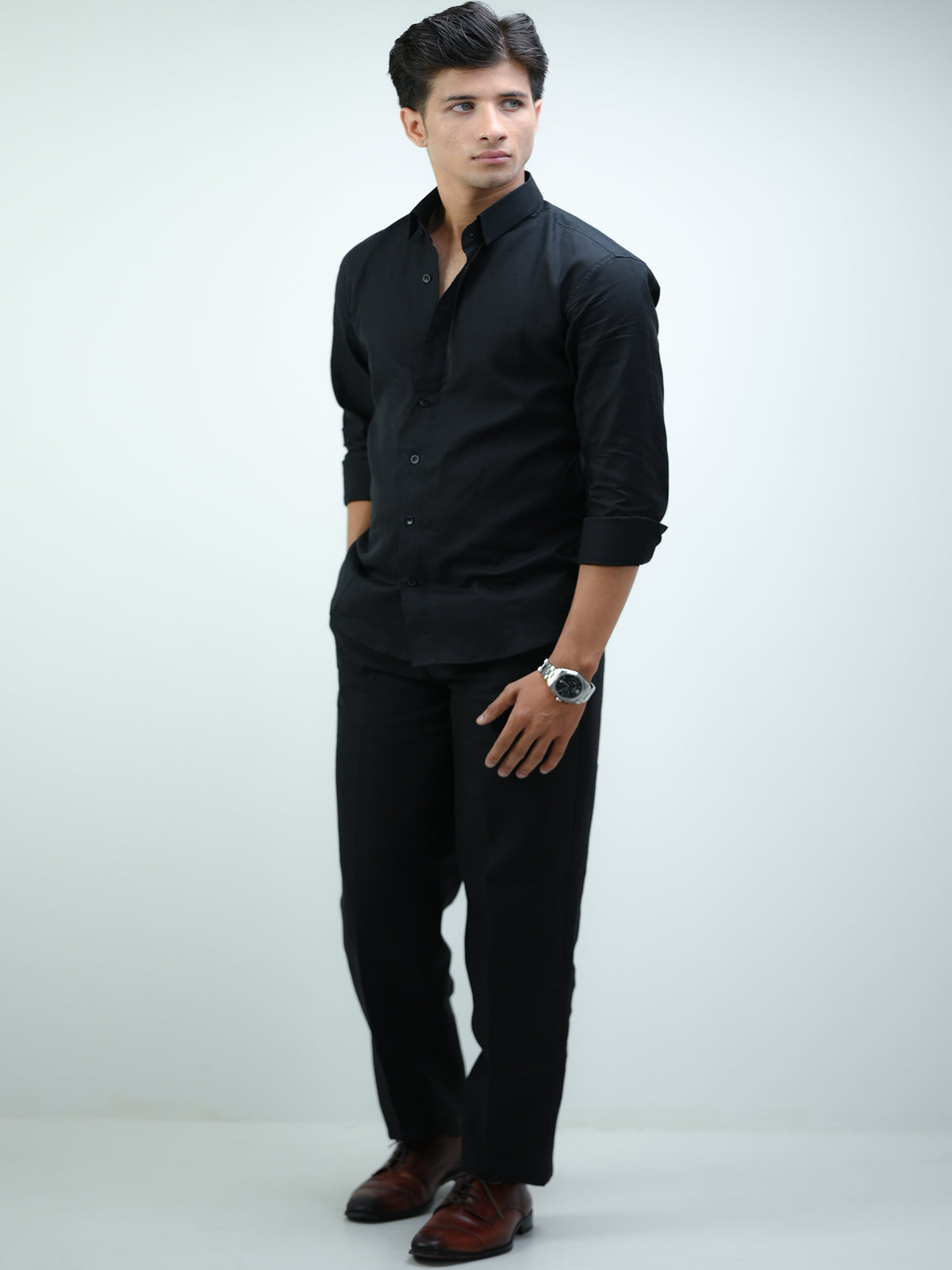 Black Smart Casual Co-Ord Set for Men