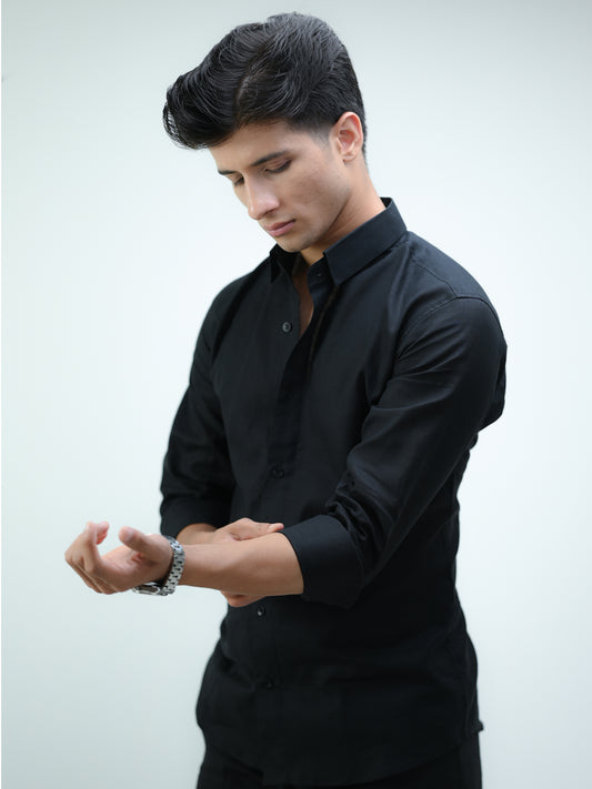Black Smart Casual Co-Ord Set for Men