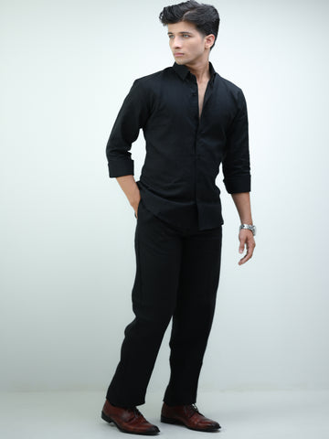 Black Smart Casual Co-Ord Set for Men