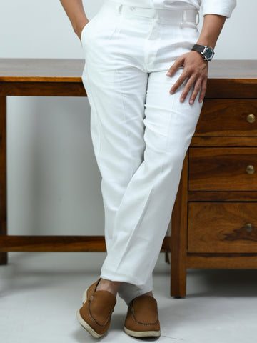 Classic White Linen Trousers for Men