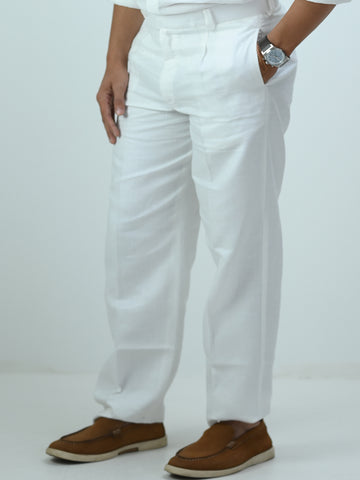 Classic White Linen Trousers for Men
