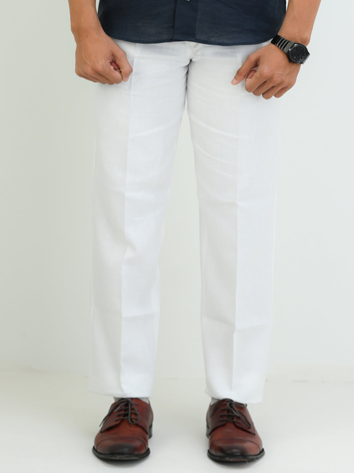 Classic White Linen Trousers for Men