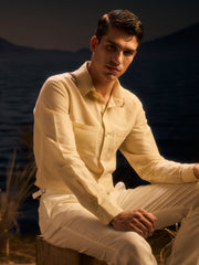 Pure Linen Cream Slim Formal Shirt