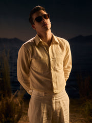 Pure Linen Cream Slim Formal Shirt