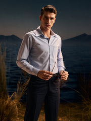 Blue Slim Fit Cotton Formal Shirt