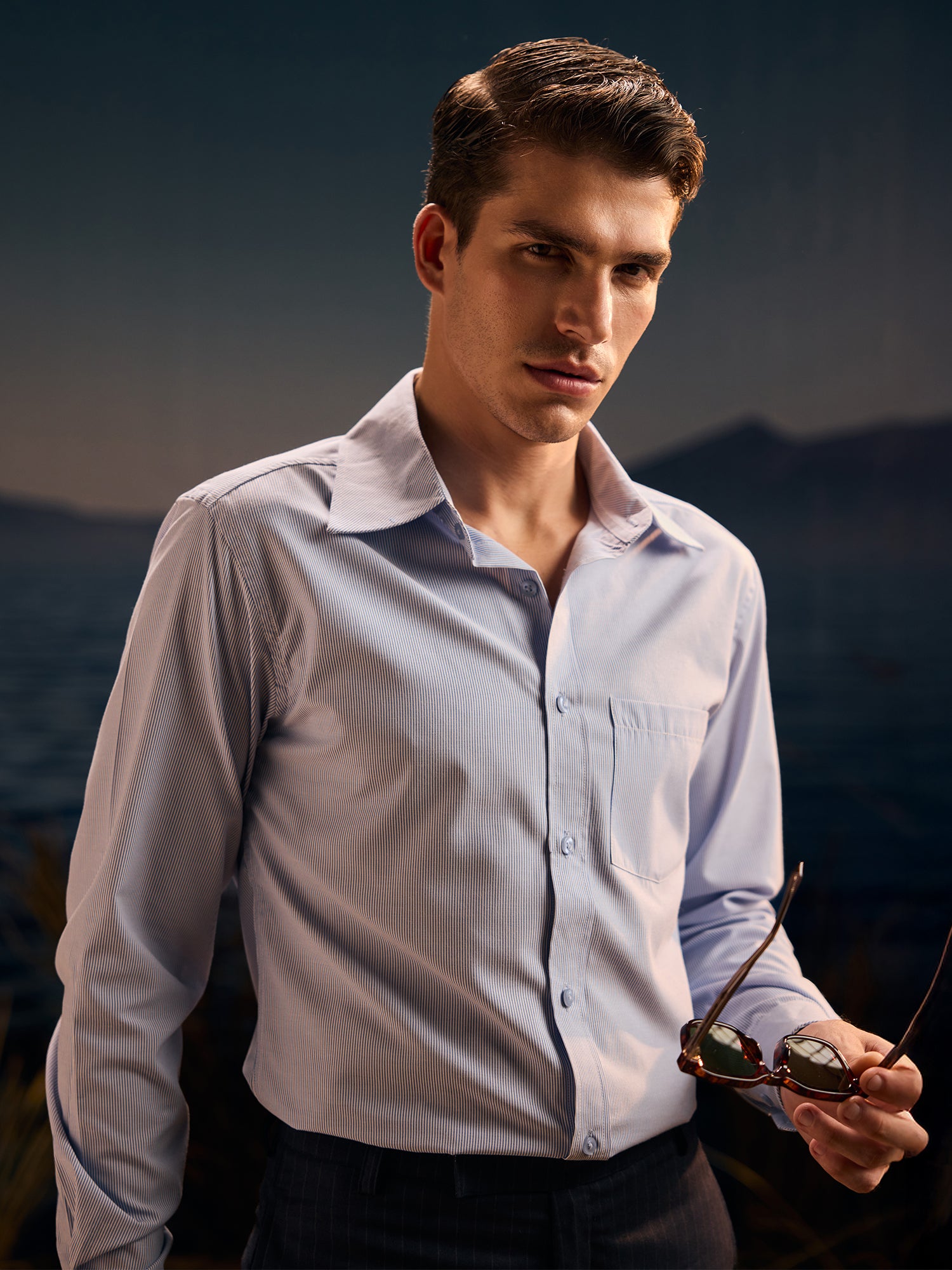 Blue Slim Fit Cotton Formal Shirt