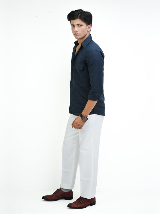 Classic White Linen Trousers for Men