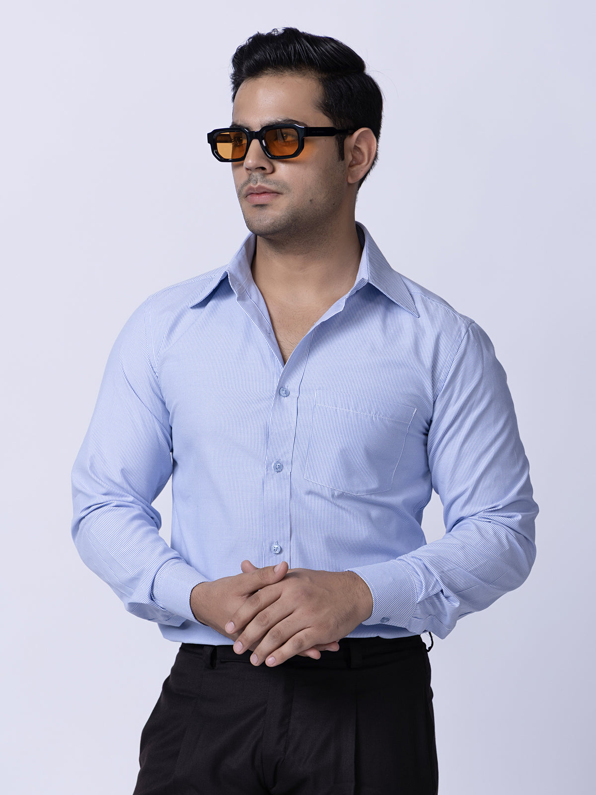 Blue Slim Fit Cotton Formal Shirt