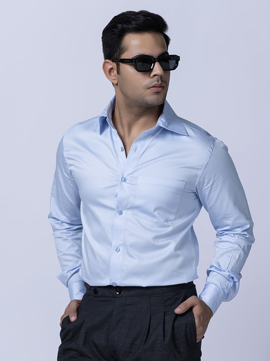 Blue Slim Fit Cotton Men Shirt