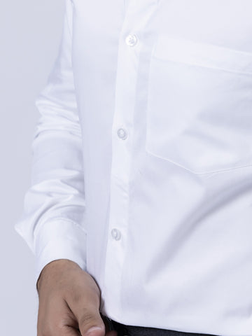Solid White Cotton Men Slim Fit Shirt